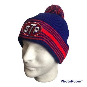 Mens New STP Red & blue Beanie with Pom Pom